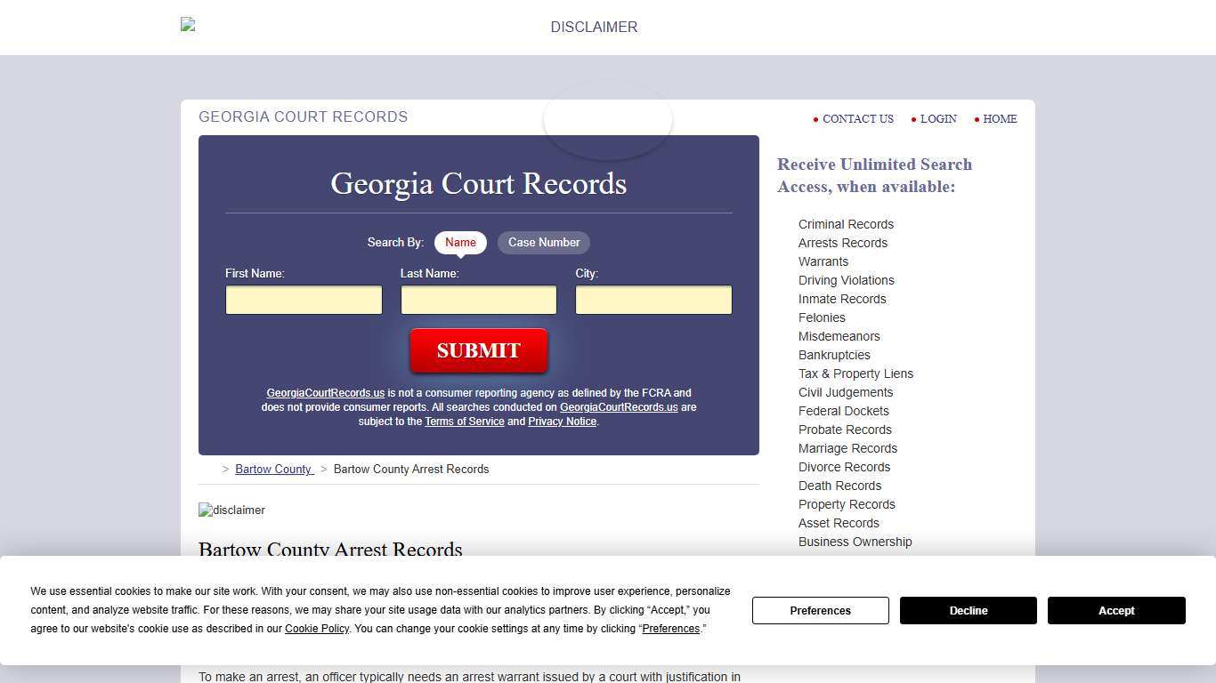 Bartow County Arrest Records | GeorgiaCourtRecords.us